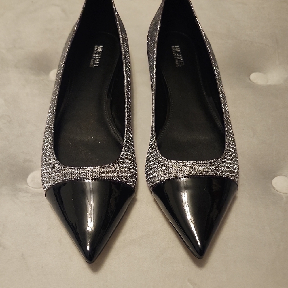 MICHAEL Michael Kors Black and Silver Flats